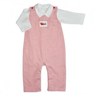 NEW BABY THREADS baby boys santa's on the way 2-piece romper set in red/white